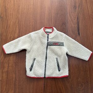 GAP Cream and Orange Red Sherpa Jacket